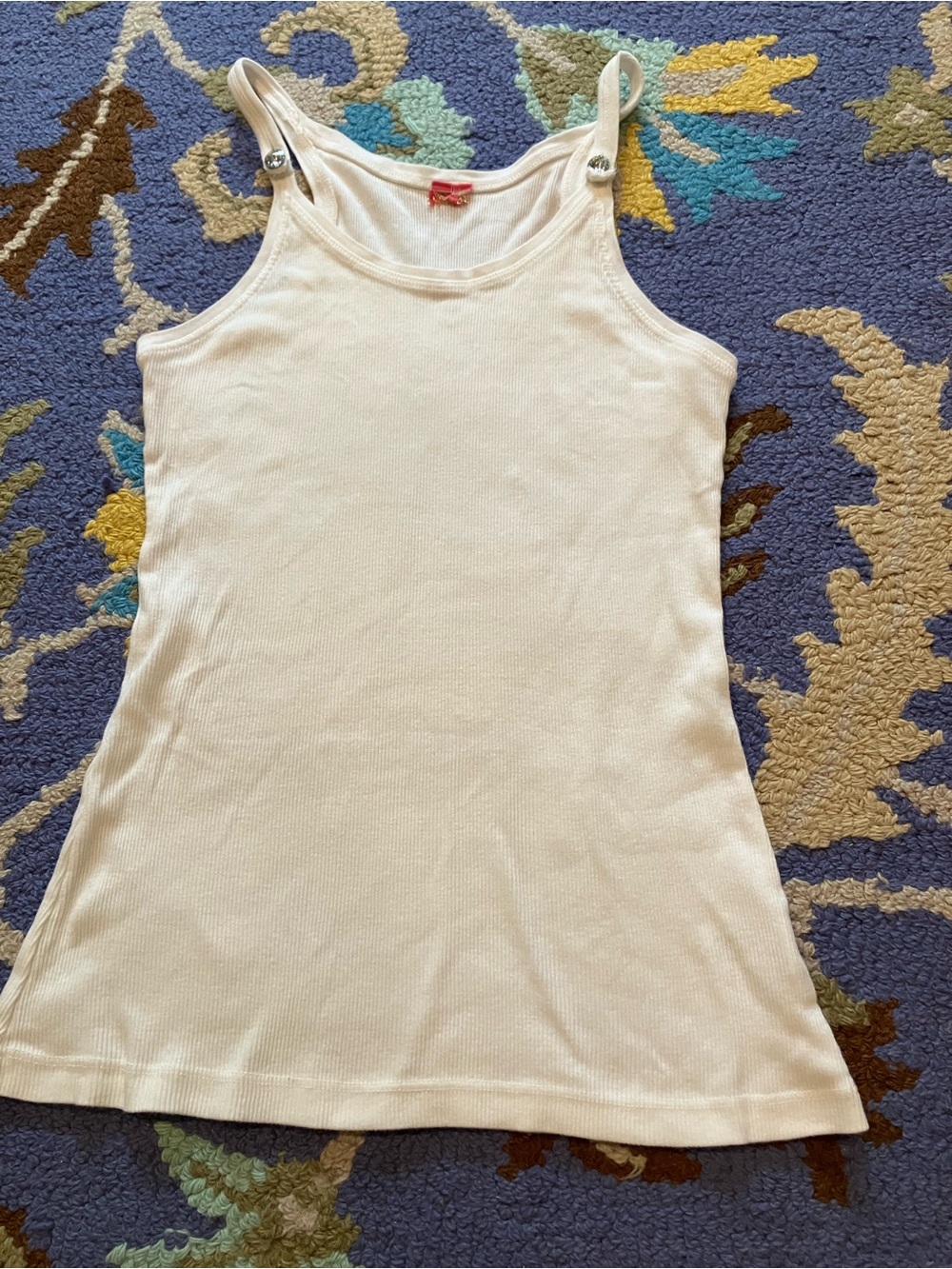 PINK  white ribbed cotton tank